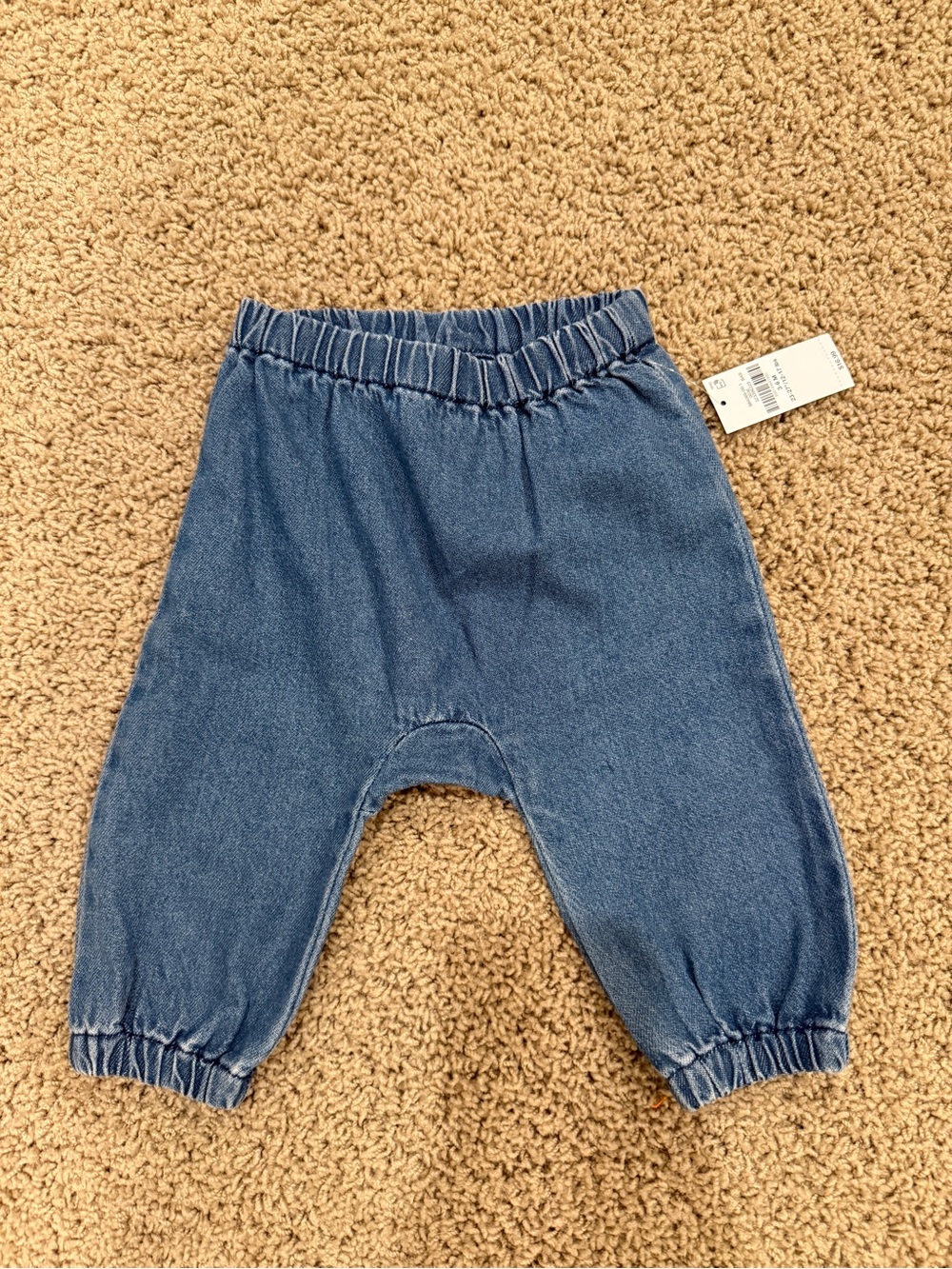 Old Navy Elastic Waist & Cuff Soft Blue Denim Pants 3-6M